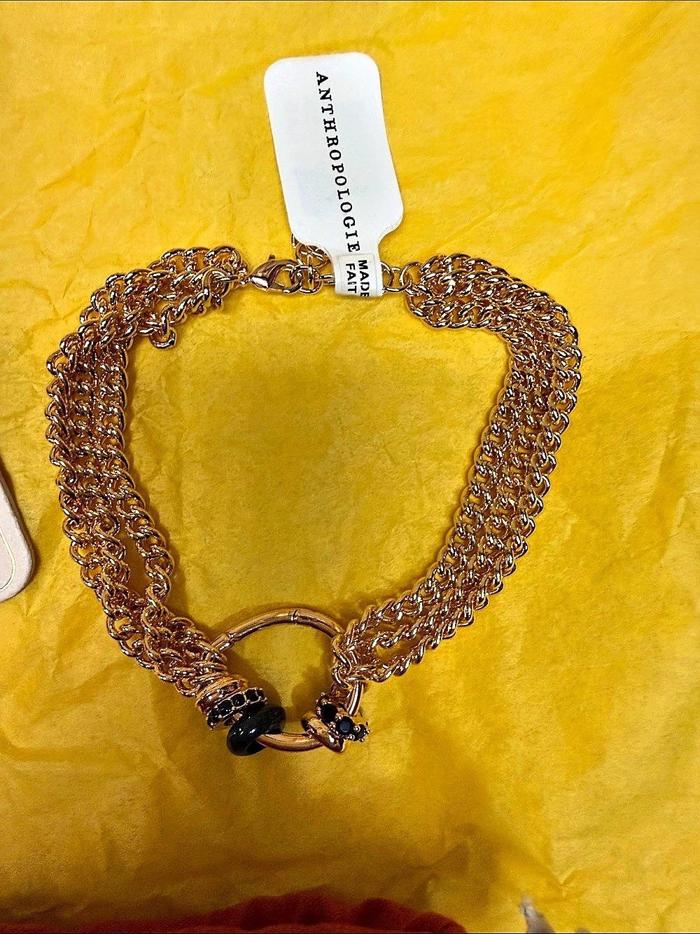 Anthropologie Chain Bracelet with Charm in Gold NWT & Bag Charm